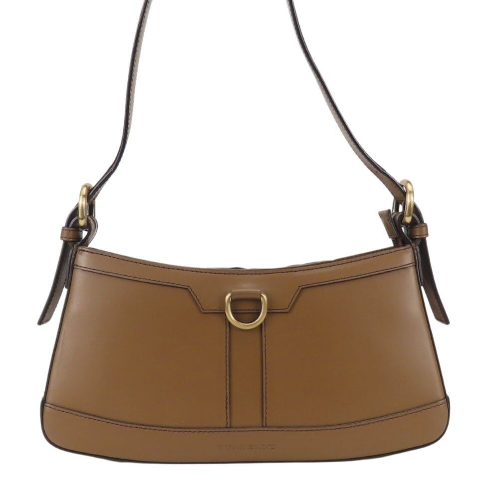 Burberry Shoulder Bag, Leather, Brown, Gold Hardware, One-Shoulder Style, Wom...